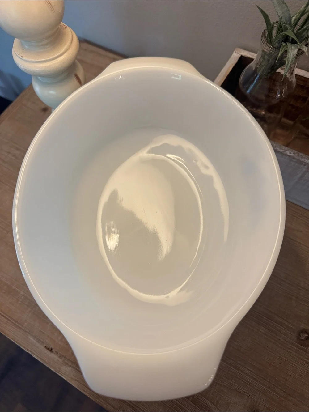 Vintage Anchor Hocking Fire King Casserole Dish Blue Cornflower Milk Glass